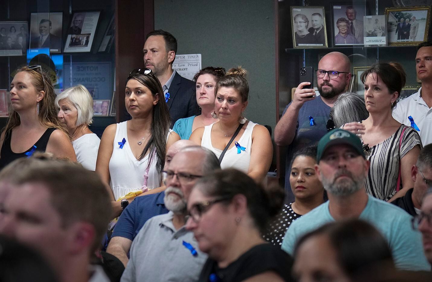 A standing room only crowd fill the board room for a Prosper ISD board meeting on Monday,...
