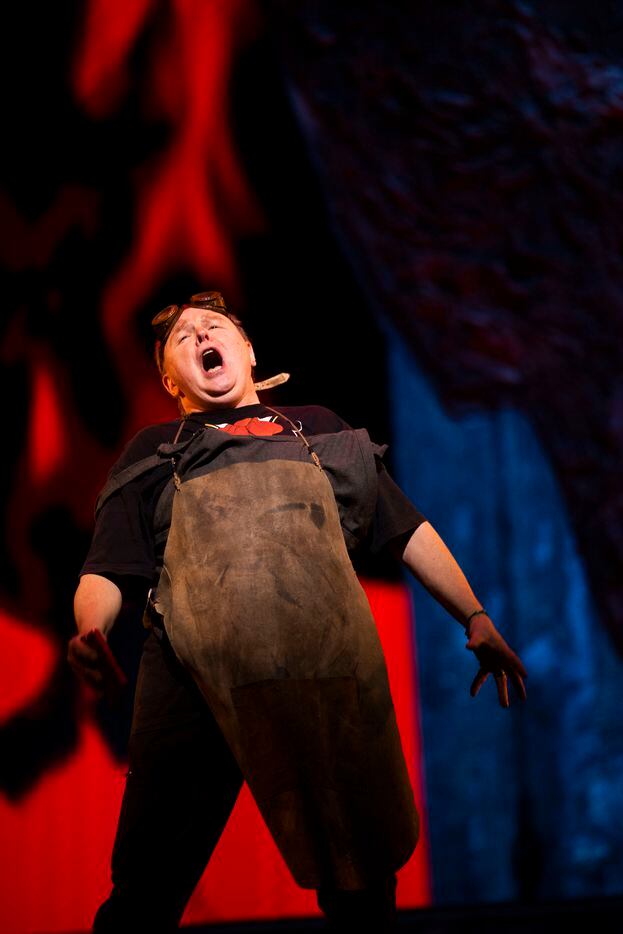 Tenor Barry Banks performs during staging rehearsal for Dallas Opera’s Das Rheingold on...