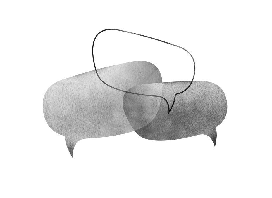 Three Speech Bubbles Overlapping on a White Background
