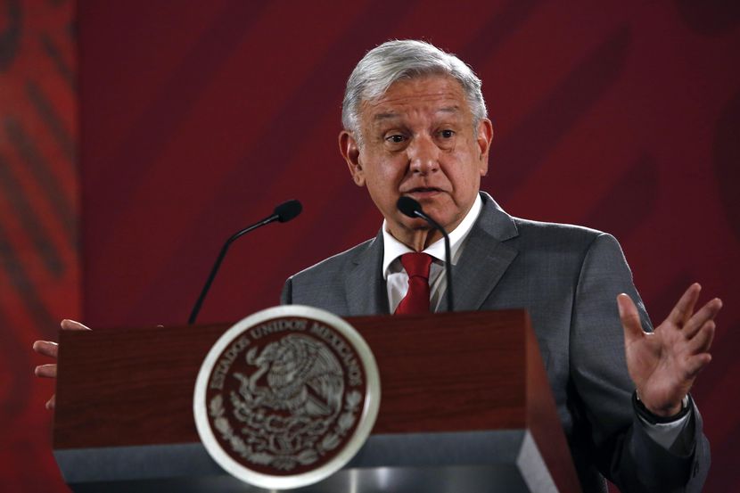 El presidente Andrés Manuel López Obrador habla en la conferencia de prensa del viernes en...