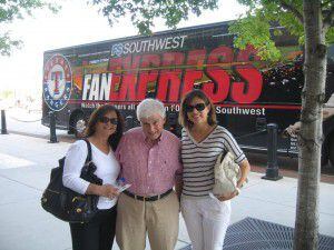  Debbie and Ira Tobolowsky with their friend Randee Hefflefinger at a Texas Rangers game....