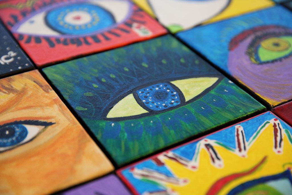 Paintings, as part of an Eyes of Texans project, by cancer patients at Methodist Richardson...