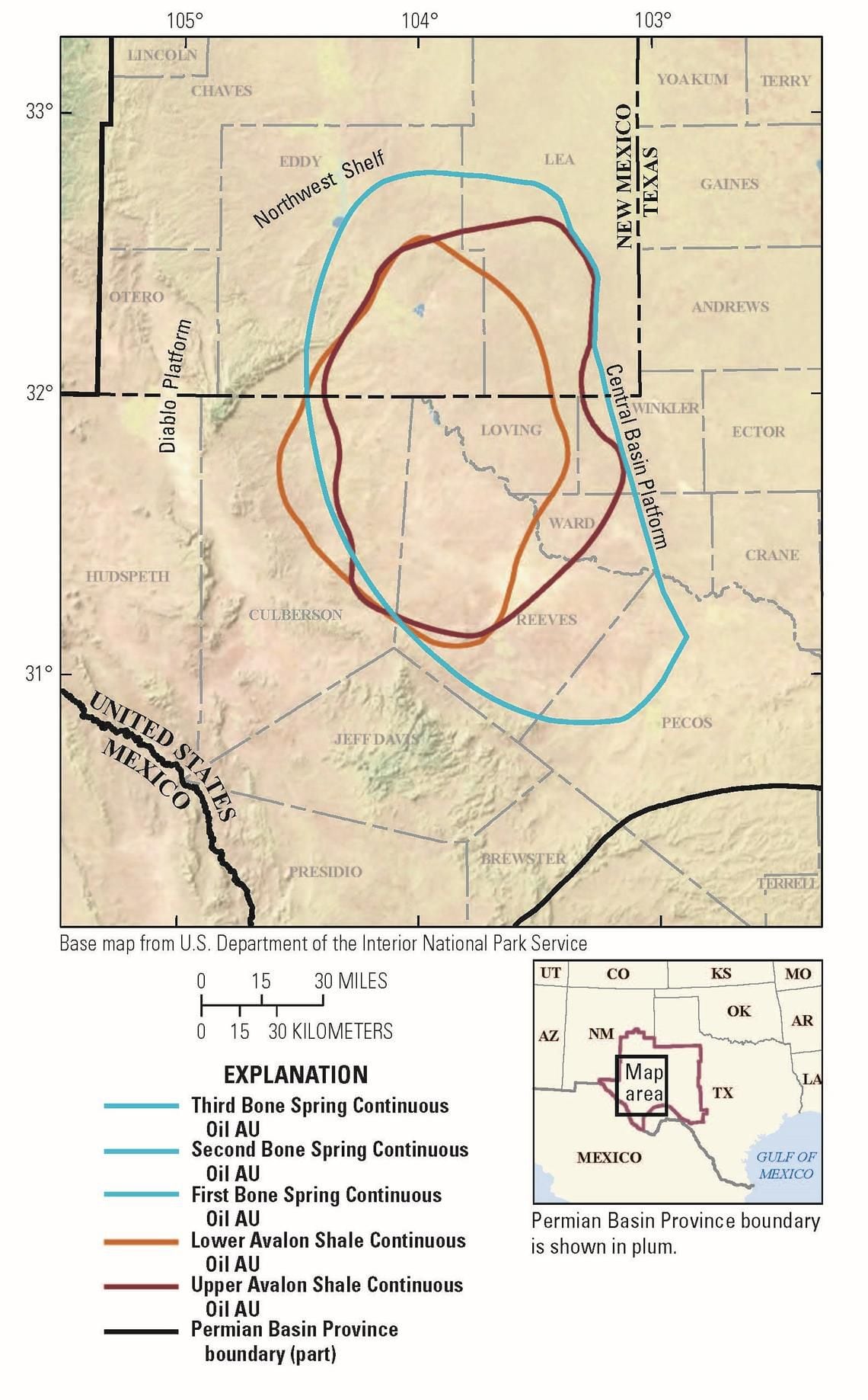 The Wolfcamp Shale and overlying Bone Spring Formation in the Delaware Basin portion of...