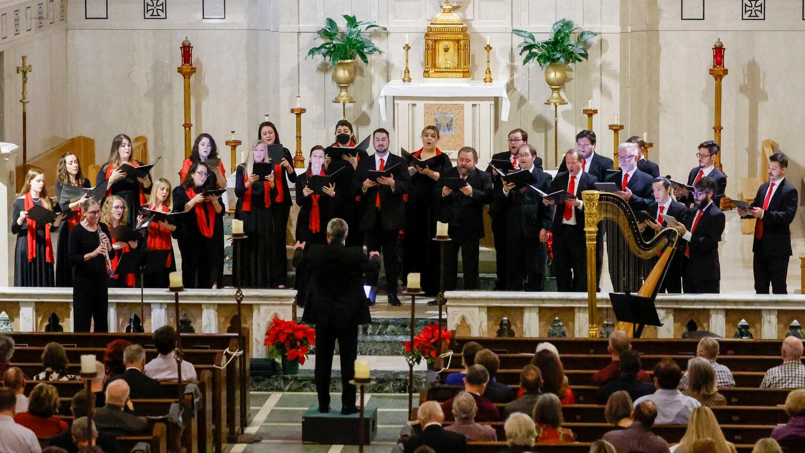 The Orpheus Chamber Singers, led by Donald Krehbiel, with oboist Willa Henigman, perform...