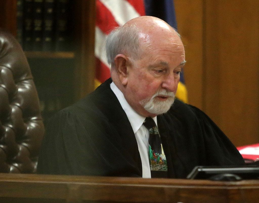 19th State District Court Judge Ralph Strother reads the plea agreement by former Baylor...