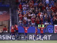 FC Dallas celebrate their second goal against San Jose Earthquake during the first half of...