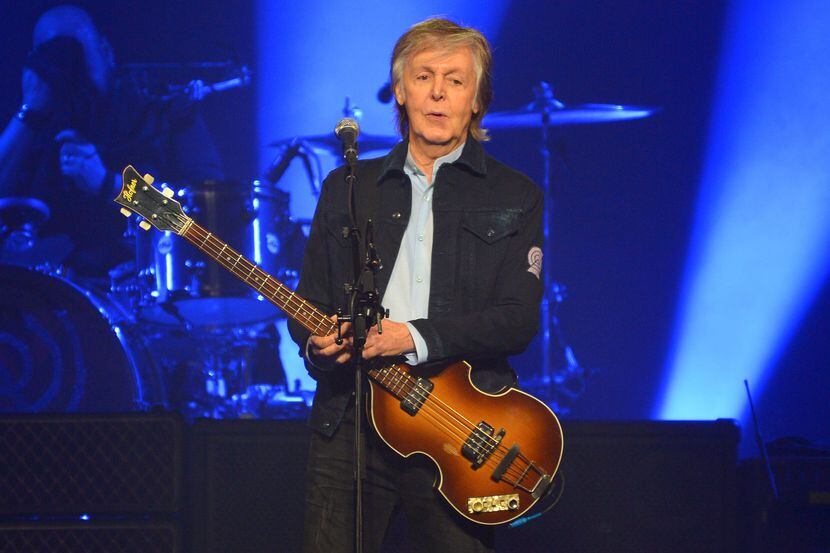 Sir Paul McCartney performs live on stage at the O2 Arena during his 'Freshen Up' tour, on...