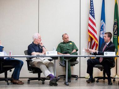 From left, Senator Ted Cruz, Senator John Cornyn, and U.S. Border Patrol, RGV Sector, Chief...