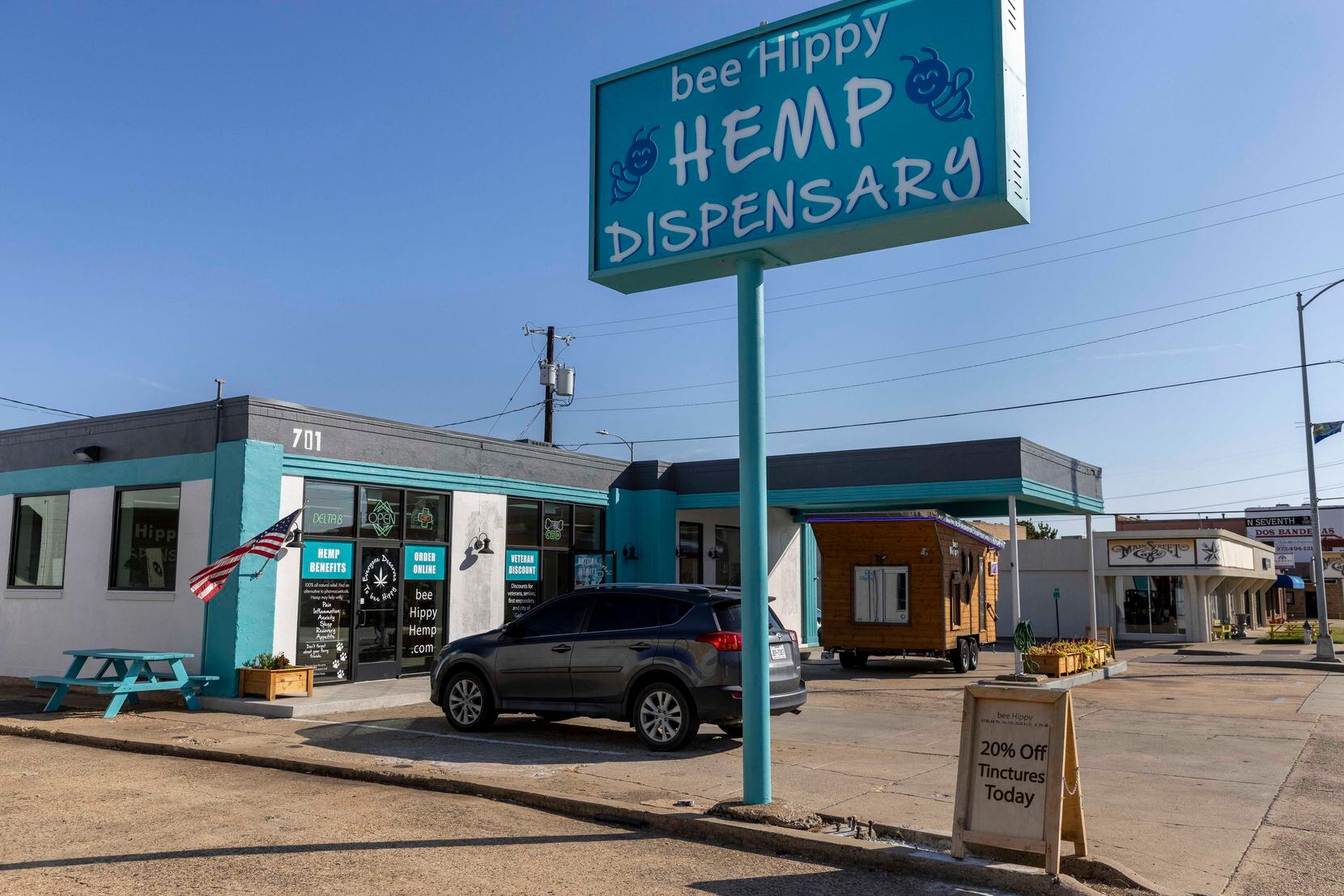Hemp dispensaries like Bee Hippy in Garland are legal in Texas. But the state does not have...