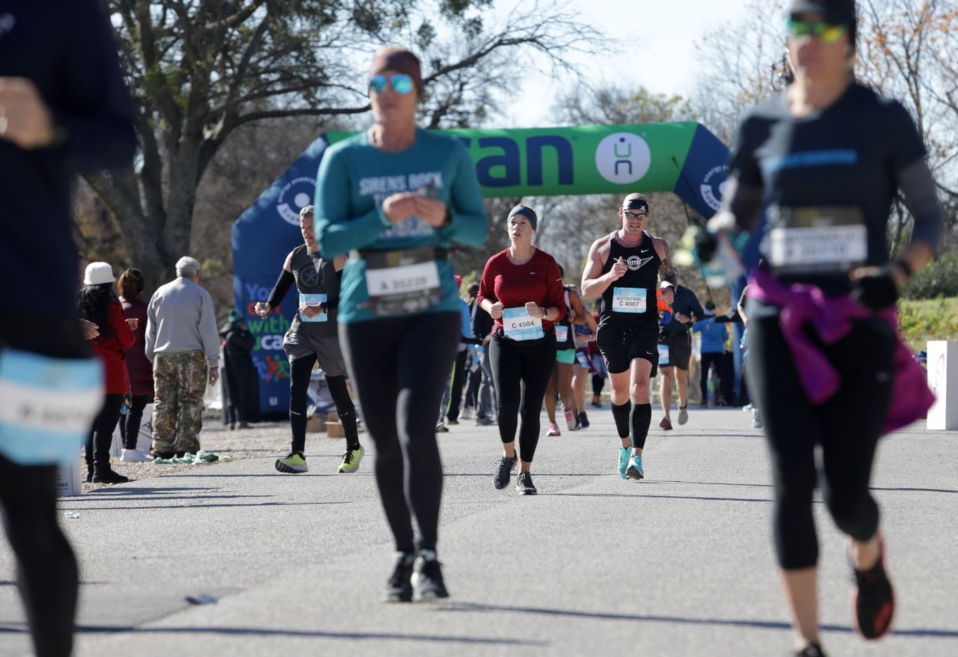 Runners during the BMW Dallas Marathon at White Rock Lake in Dallas, TX, on Dec. 12, 2021. ...