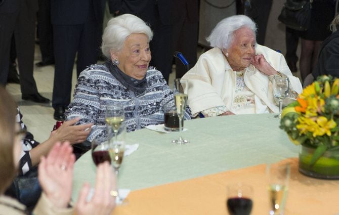Centenarians Ebby Halliday (left) and Margaret McDermott were among the high-powered...