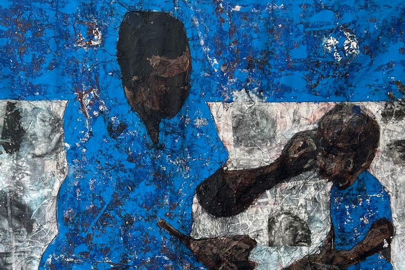 This untitled painting (detail view) from Kaloki Nyamai is among the Kenyan artist's works...