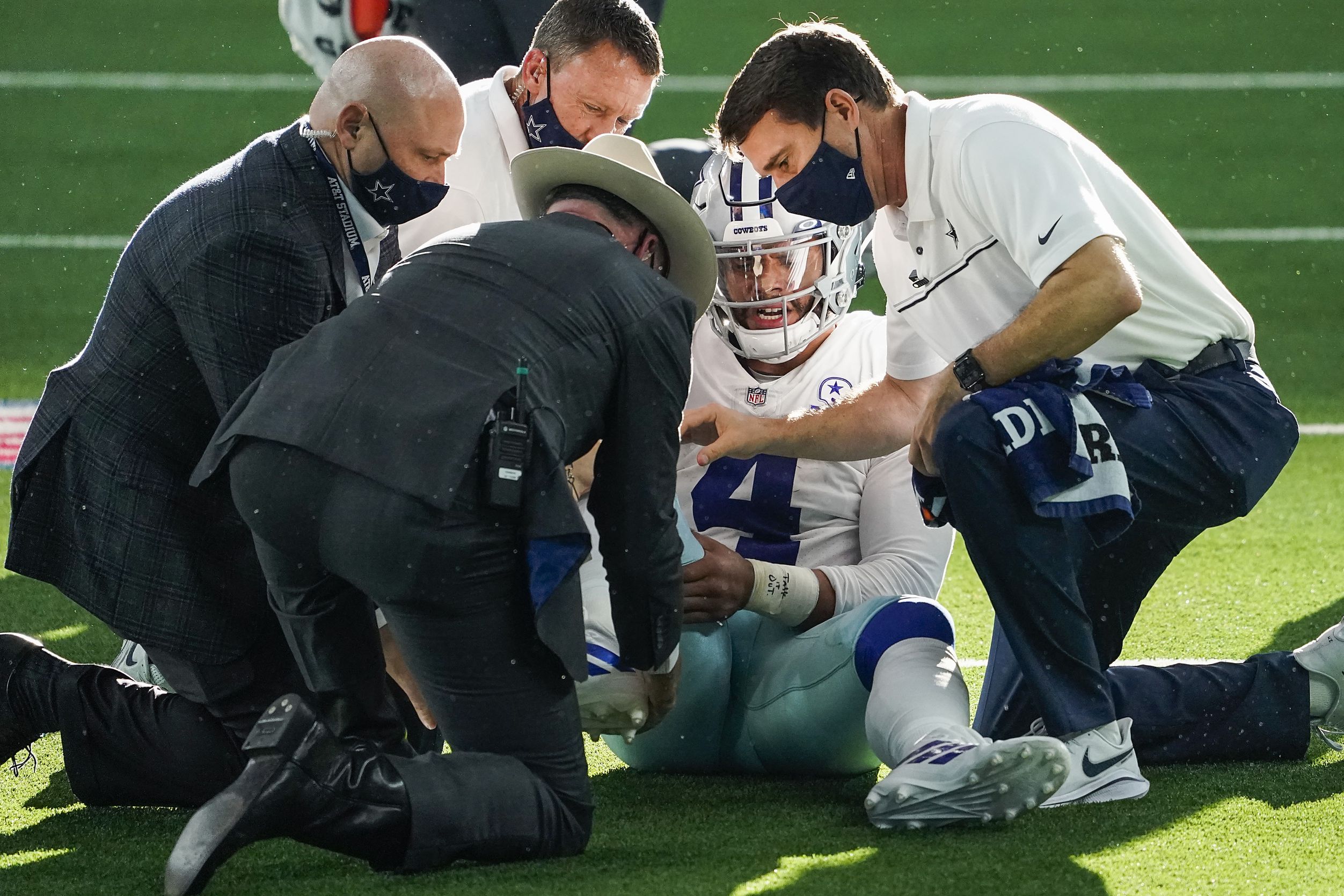 Top photos from Cowboys-Giants: Teary-eyed Dak Prescott carted off, players  support their star QB after gruesome injury