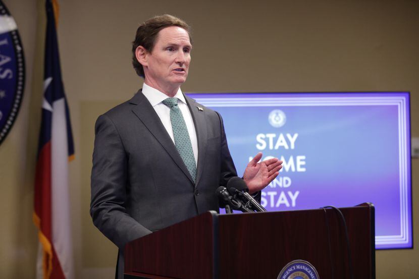 County Judge Clay Jenkins speaks during a news conference Friday.