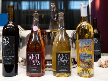 Farmhouse Vineyards wines are shown at the Go Texan Pavilion at State Fair of Texas in Dallas.