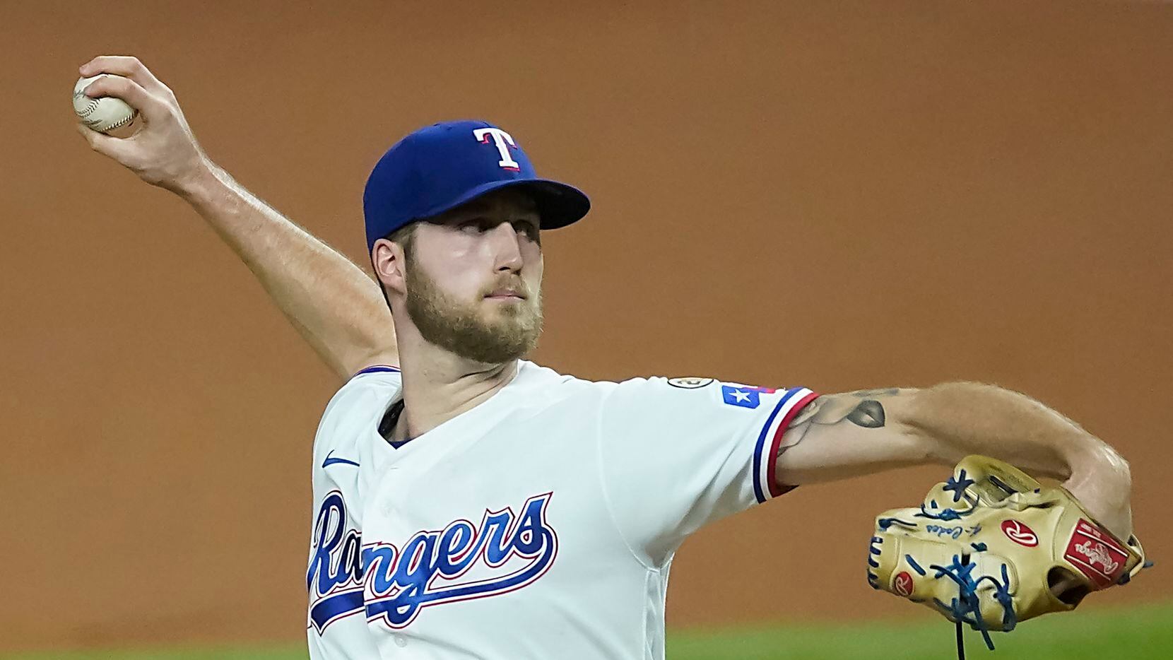Texas Rangers starting pitcher Kyle Cody delivers during the first inning against the Los Angeles Angels at Globe Life Field on Wednesday, Sept. 9, 2020.