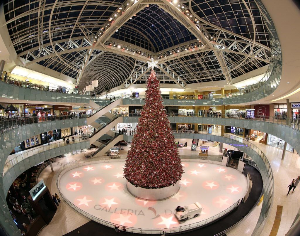 After the Galleria Dallas Christmas tree is complete, a Zamboni operator resurfaces the ice...