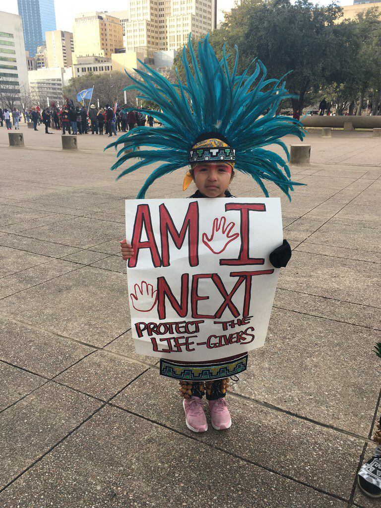 Nathalia Martinez marched with Native American groups at the third annual Dallas Women's...