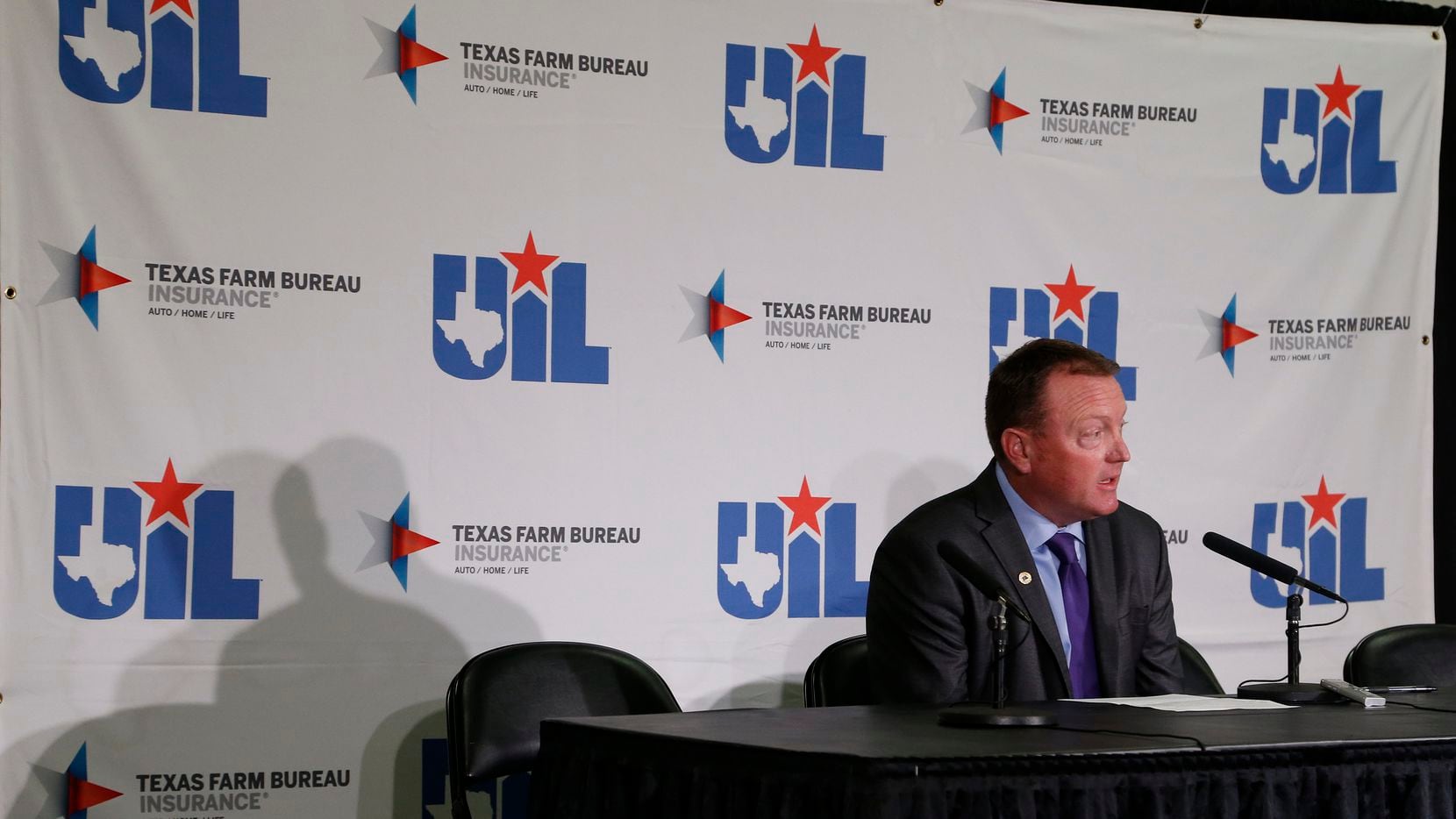 Dr. Jamey Harrison, Deputy Director of the UIL address the media on the future of the...