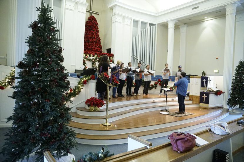 Verdigris rehearses at Royal Lane Baptist Church in Dallas on Dec. 2. The ensemble is...