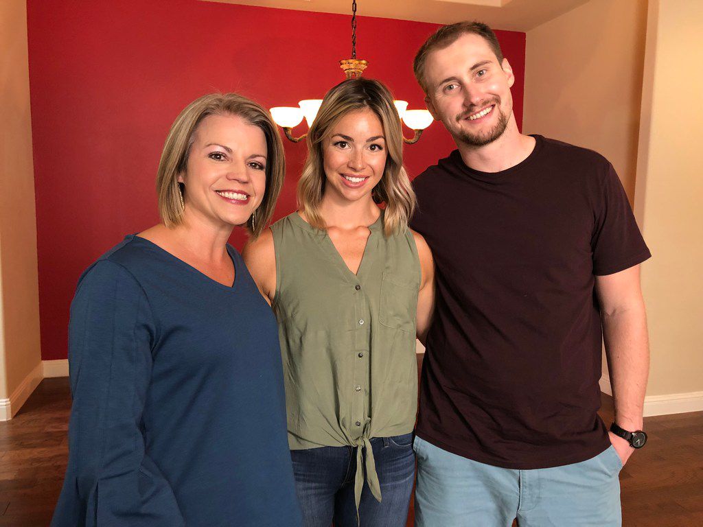 Leslie Remy, Anna Bentrude and Jacob Bentrude pose for a photo during the filming of HGTV's...
