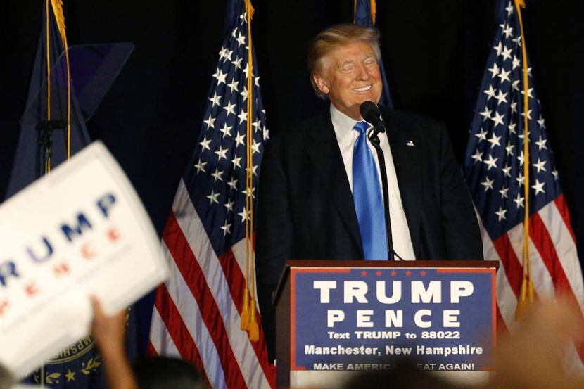 El candidato republicano Donald Trump durante un evento de campaña en Manchester, New...