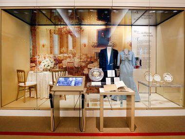 A White House State Dinner exhibit is seen in the George W. Bush Presidential Museum.