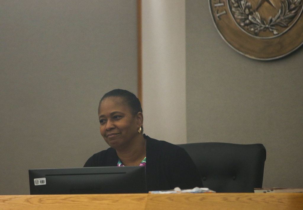 Judge Tammy Kemp presides over the 204th Judicial District Court as fired Dallas police...