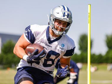 Dallas Cowboys tight end (48) Jake Ferguson during a Cowboys rookie minicamp at The Star in...