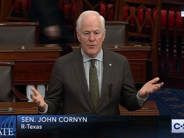 Sen. John Cornyn speaks on the Trump impeachment on Feb. 5, 2020.