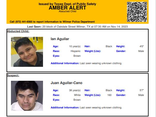 Alerta Amber emitida por el paradero de Ian Aguilar, de 10 años.