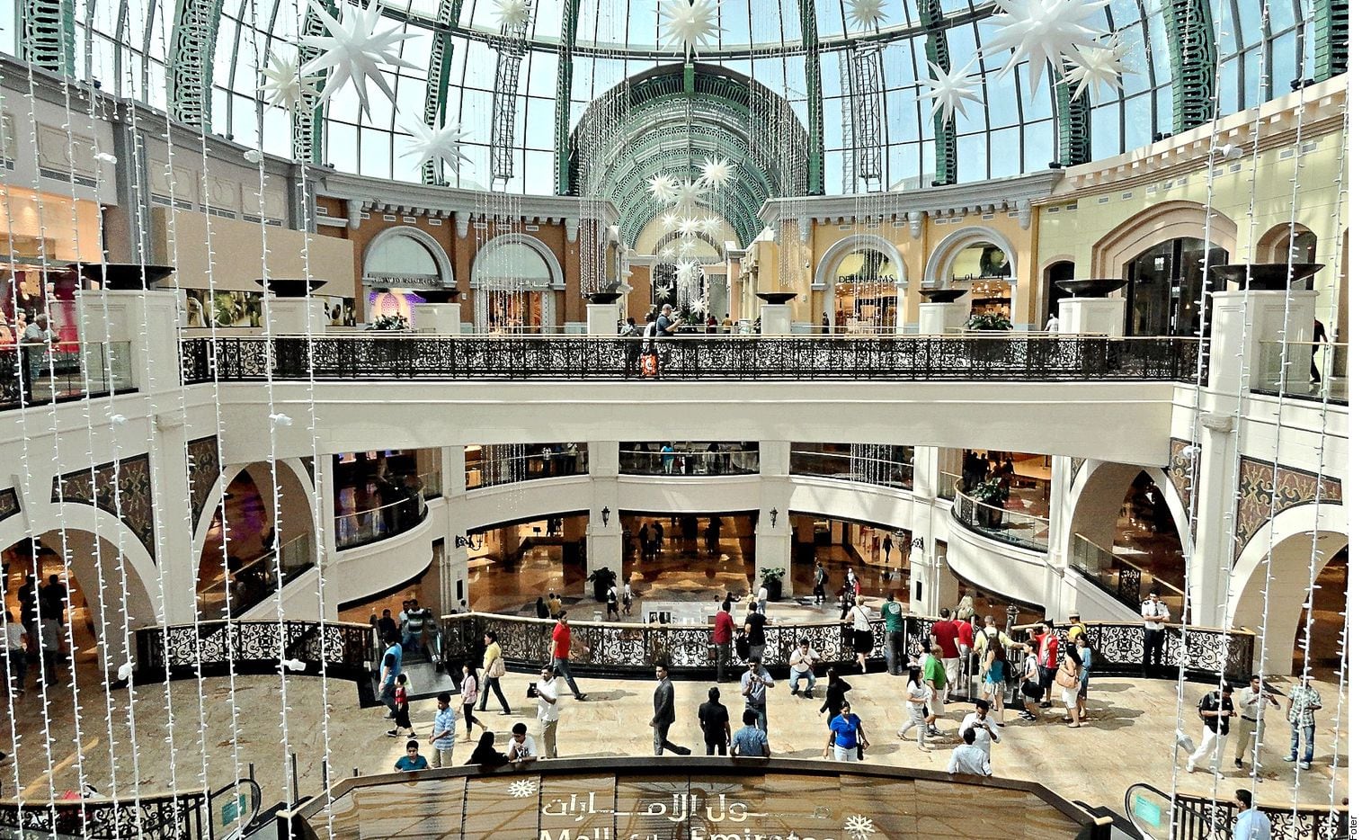 foto de un centro comercial de varios pisos.