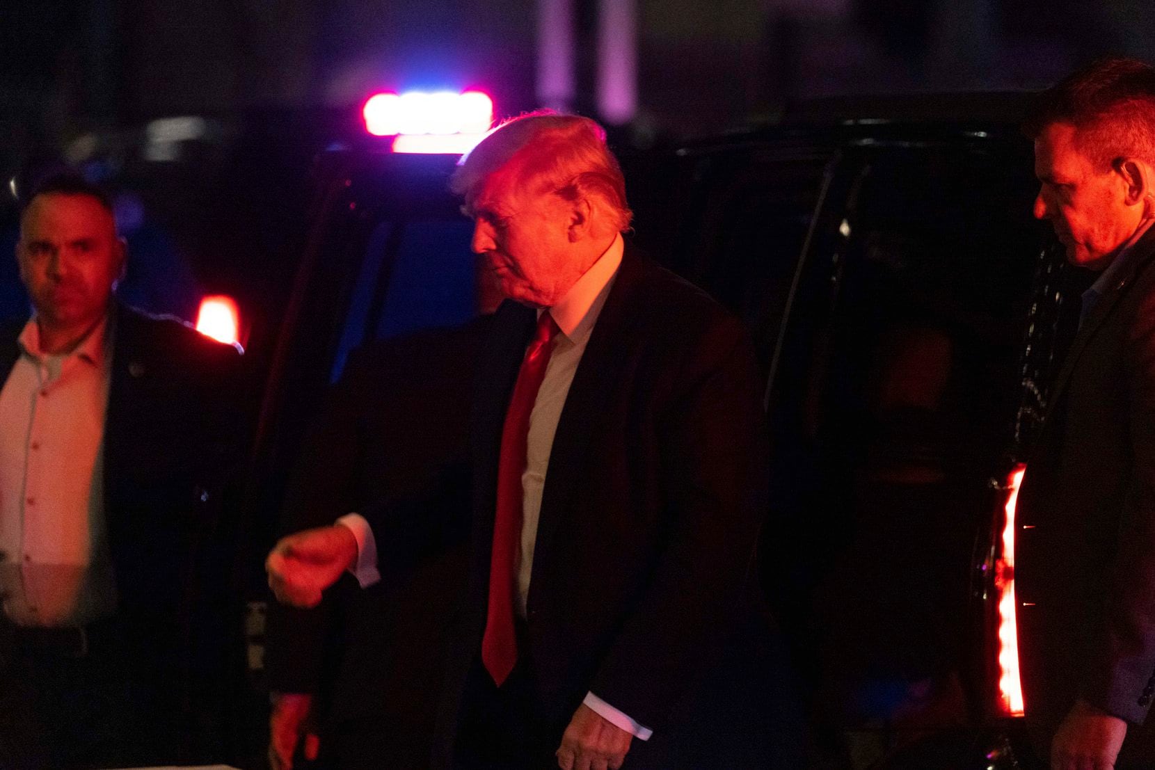 Former President Donald Trump arrives at Trump Tower, late Tuesday, Aug. 9, 2022, in New...