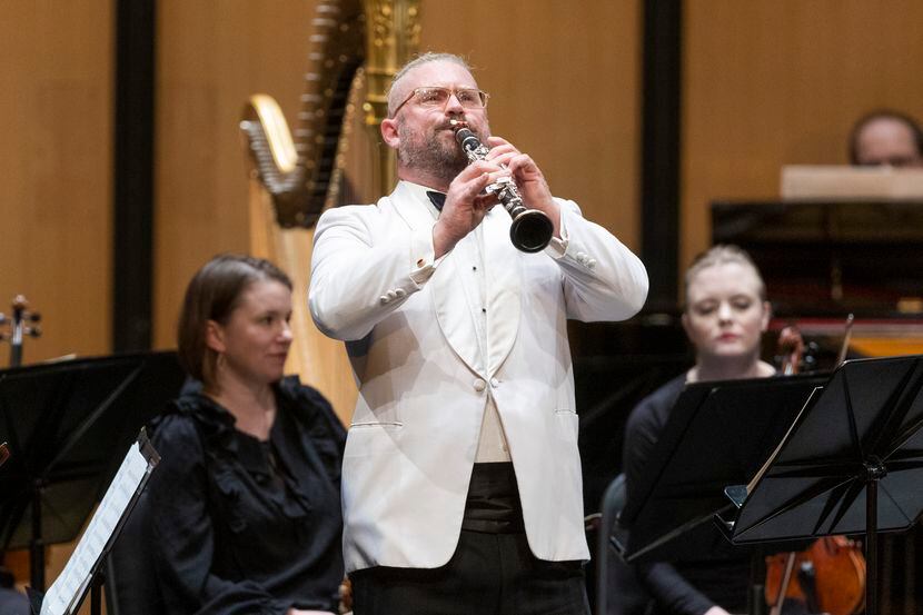 Clarinetist Jonathan Jones performs Copland's Clarinet Concerto during a Dallas Chamber...