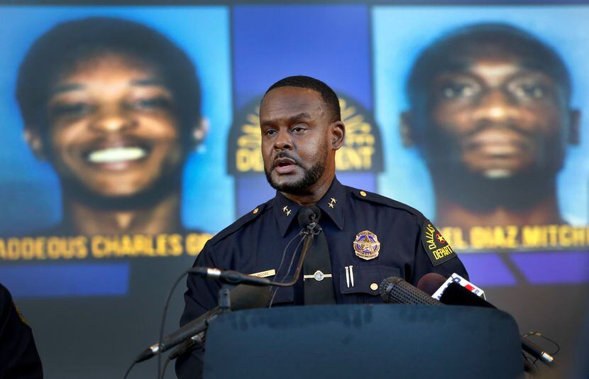 Dallas Assistant Police Chief Avery Moore addresses the media Tuesday about the death of...