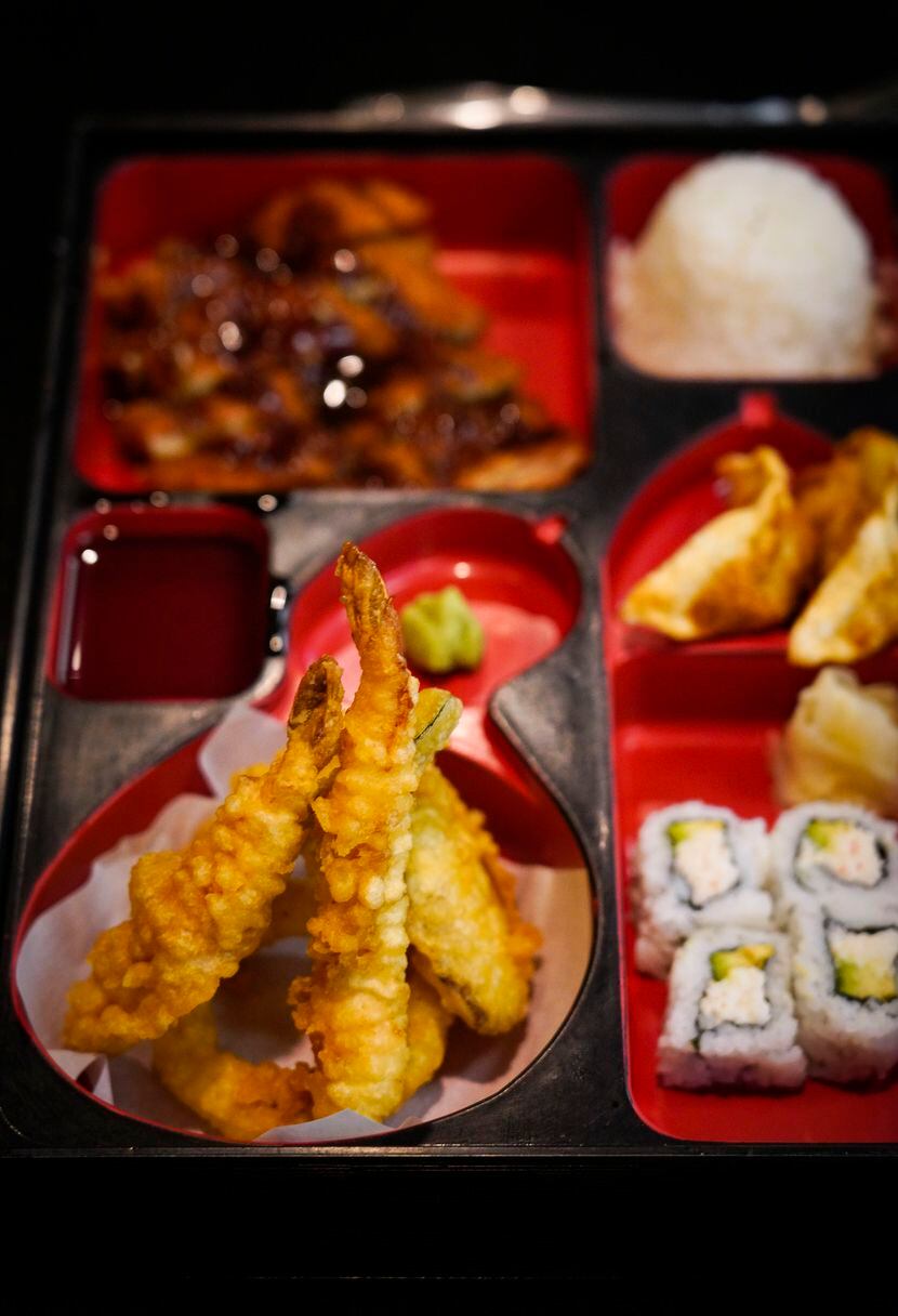 A bento box is brought out for a customer at Sushiya restaurant April 15. A video on TikTok...