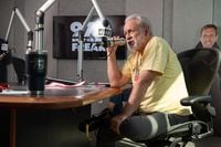 Radio legend Mike Rhyner conducts the sports talk radio show The Downbeat, on the first day...