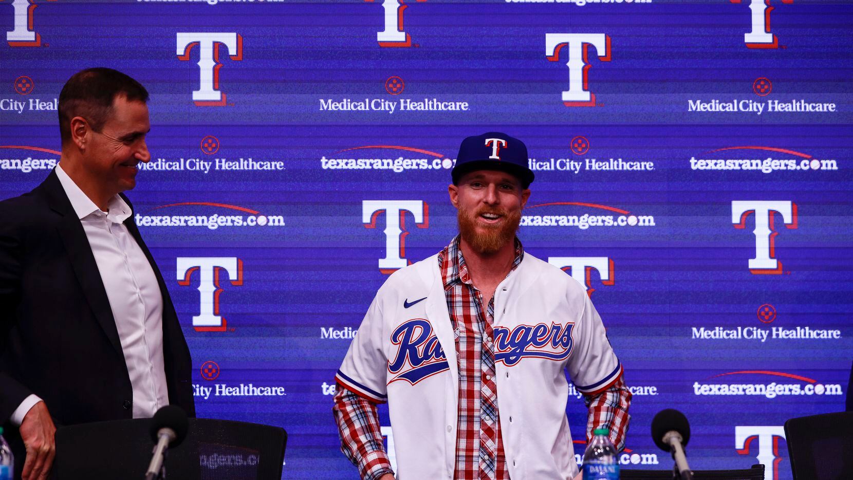 Jon Gray at a news conference at Globe Life Park in Arlington on Wednesday, Dec. 1, 2021....