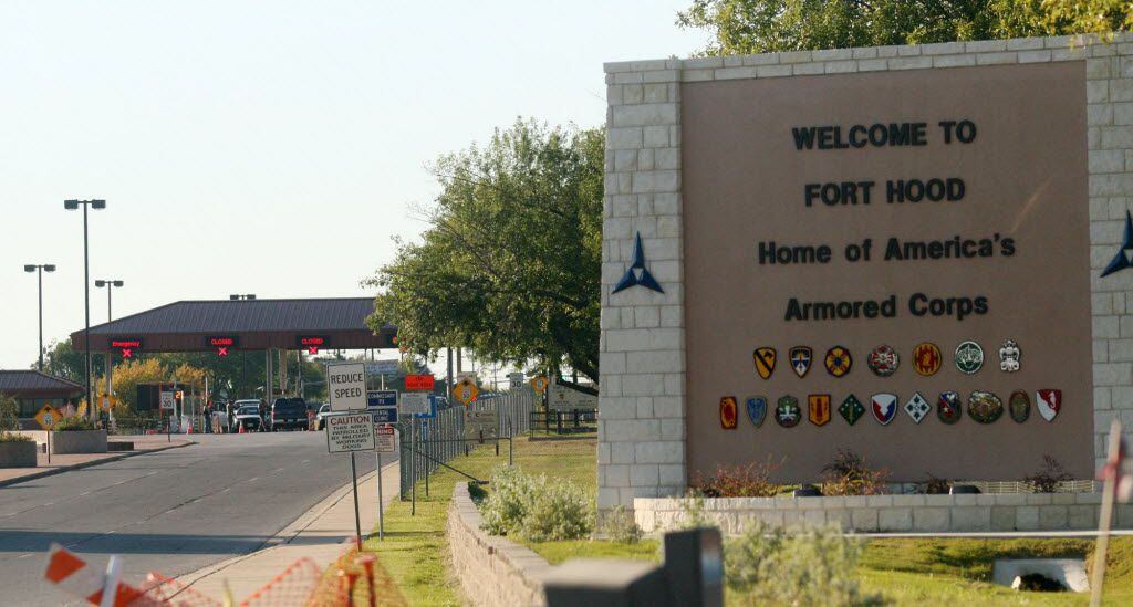 The entrance to Fort Hood near Killeen.