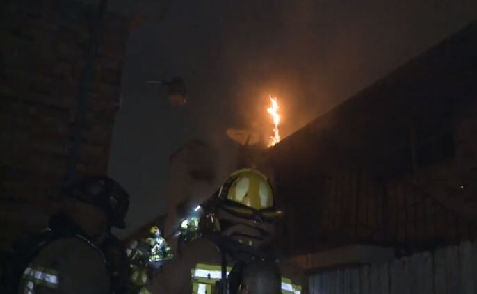 Dallas firefighters fought a blaze that broke out in a condominium complex Tuesday morning in northeast Dallas.