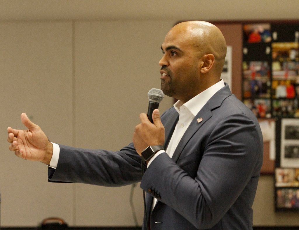 U.S. Representative Colin Allred, (D-TX 32nd District) speaks at a town hall meeting at the Garland Senior Activity Center in Garland, Texas, Monday, August 12, 2019. (Brian Elledge/The Dallas Morning News)