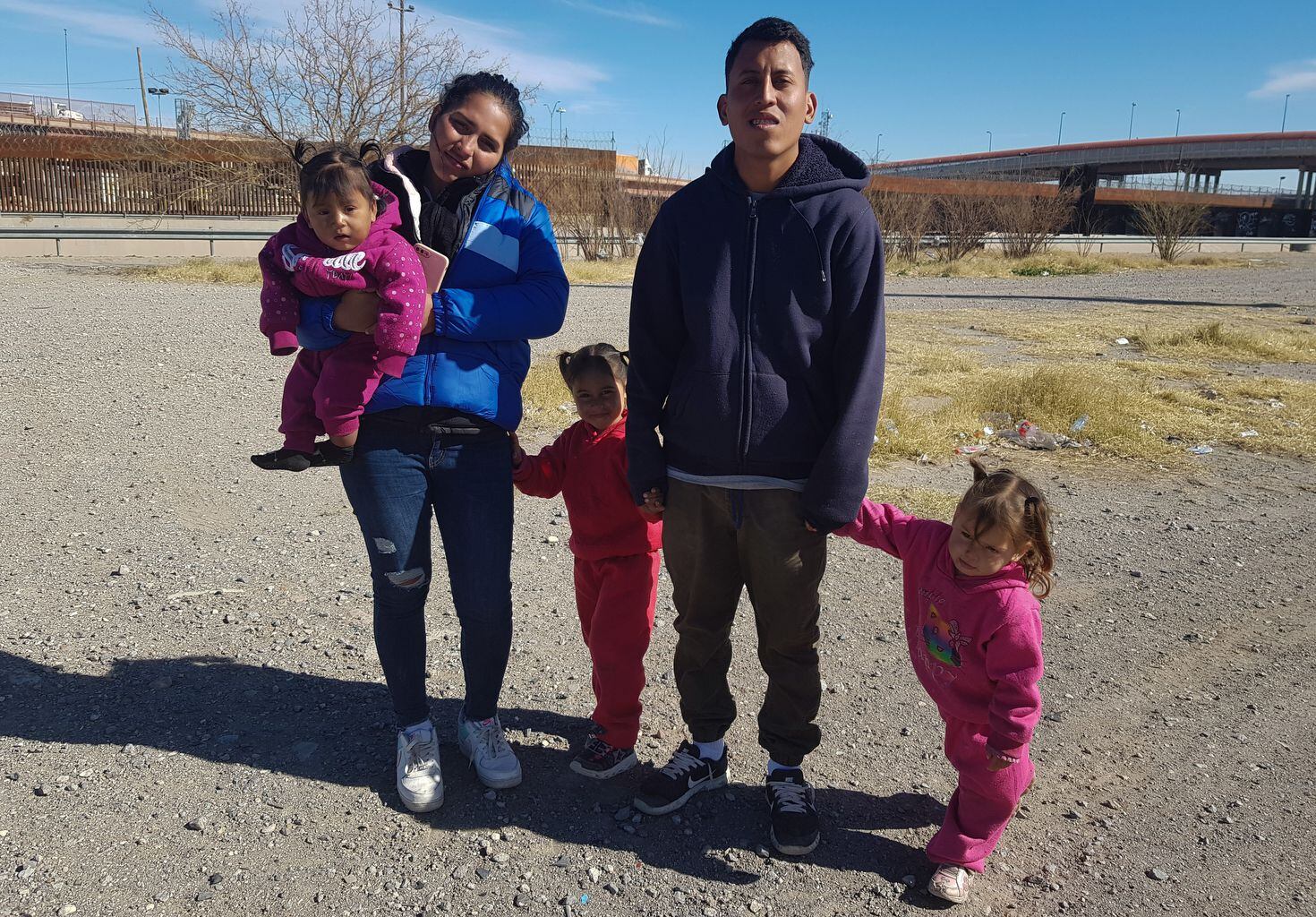 Antony Leal and his wife, Roxana Rojas, with their three daughters, waited in Ciudad Juárez...
