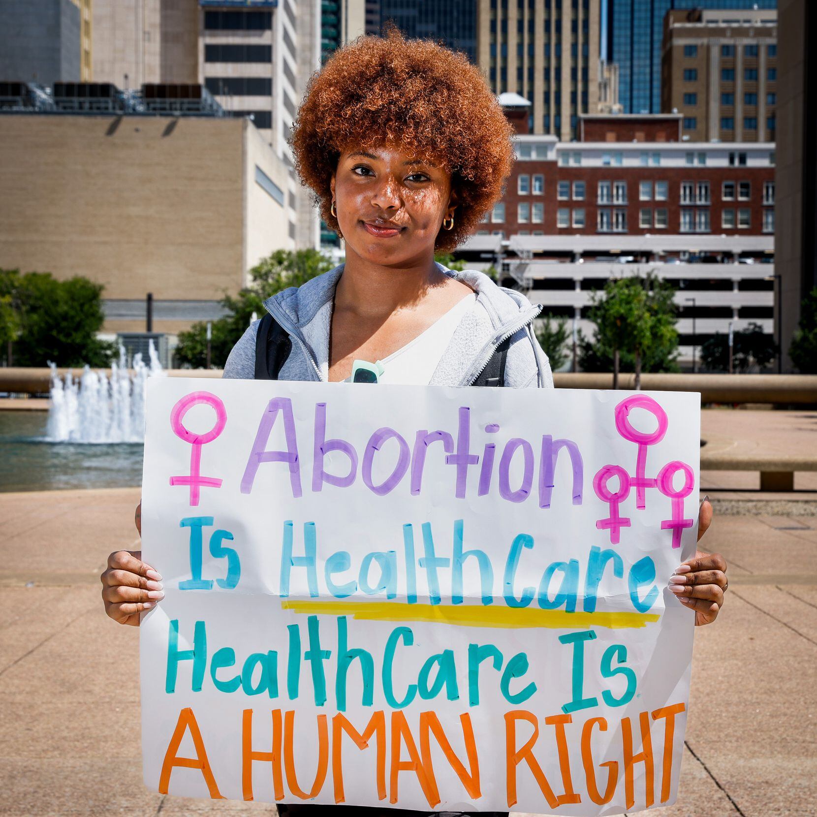 Kyjana Jordan, 19, from Dallas, Texas, poses for a portrait during an abortion rights...