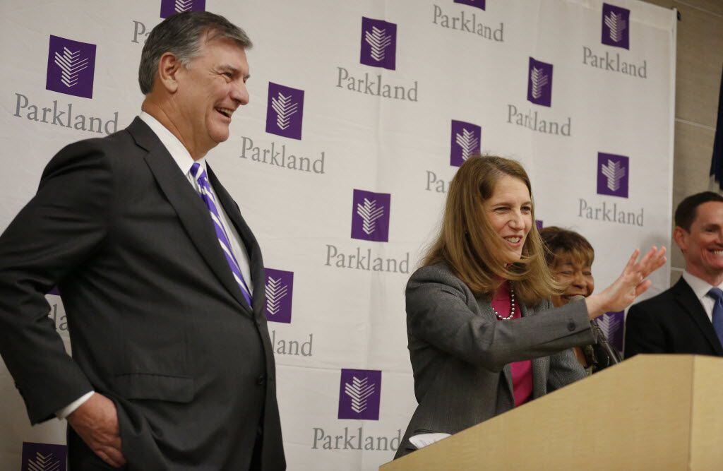 Burwell has made several trips to Texas — including this visit in 2014 to Dallas' Parkland...