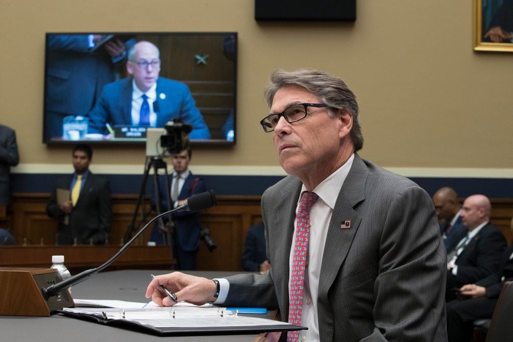 Energy Secretary Rick Perry listens to a statement by Energy and Commerce Committee Chairman...