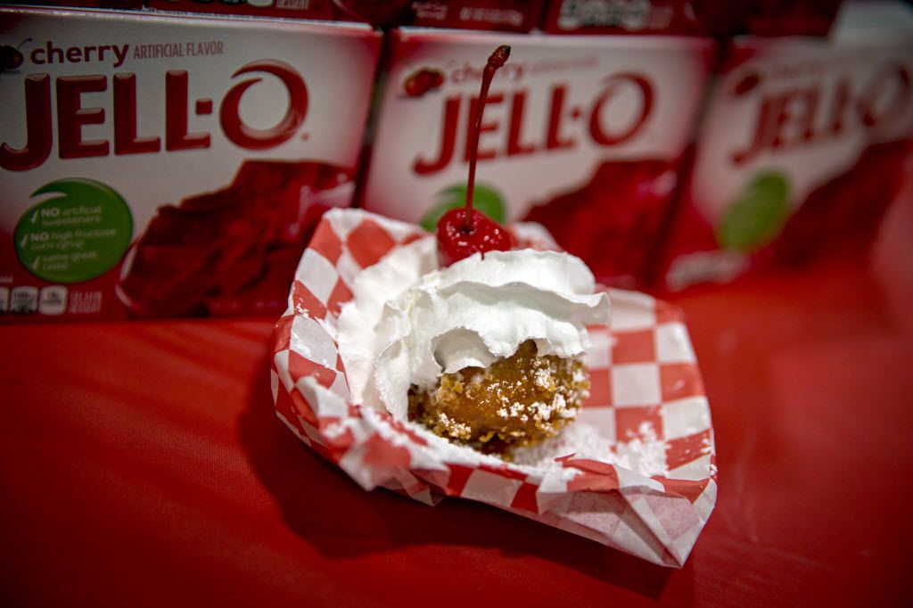Fried Jell-O, which won "Best Taste" during the 2016 Big Tex Choice Awards Sunday, August 28, 2016 at Fair Park in Dallas. The annual event, held ahead of the State Fair of Texas, recognizes the best fried foods entered into consideration for sale at the fair. (G.J. McCarthy/The Dallas Morning News)