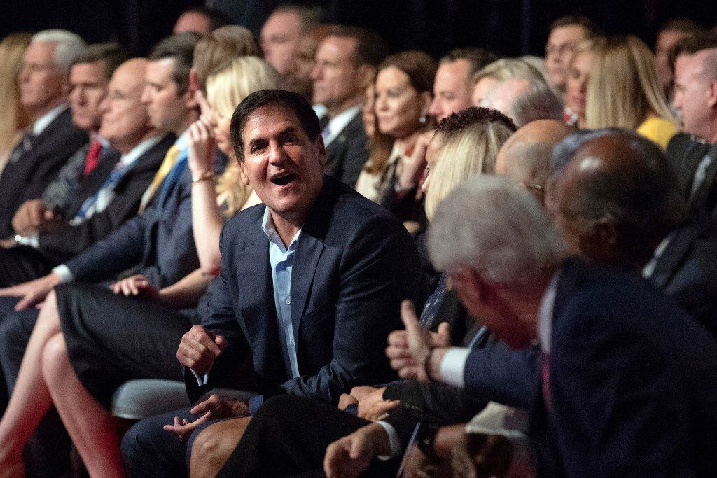 Mark Cuban, hear chatting with former President Bill Clinton before one of the debates last...