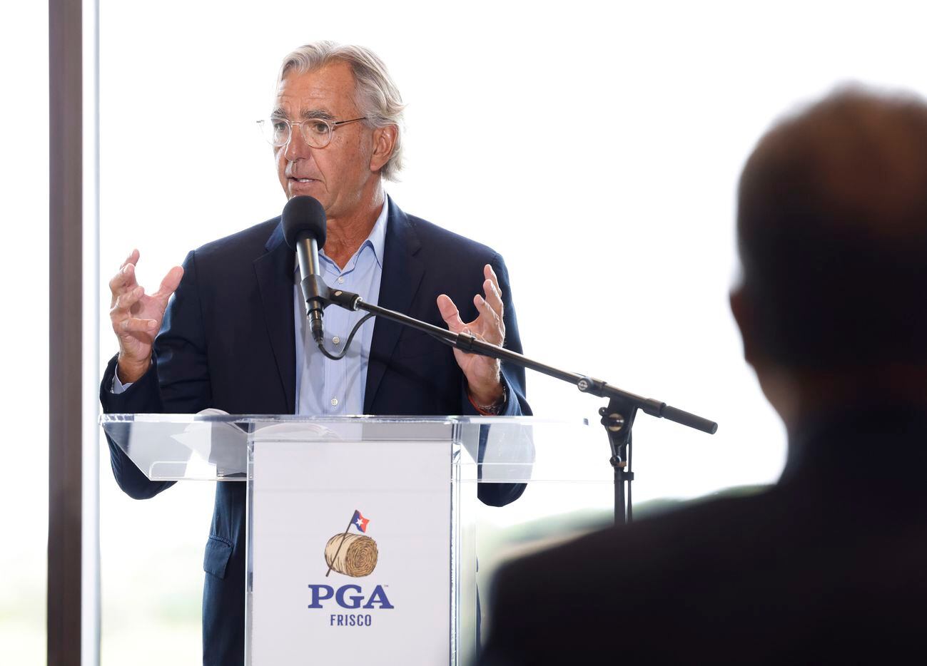 PGA of America CEO, Seth Waugh talks during a “Welcome Home Celebration,” event at the new...
