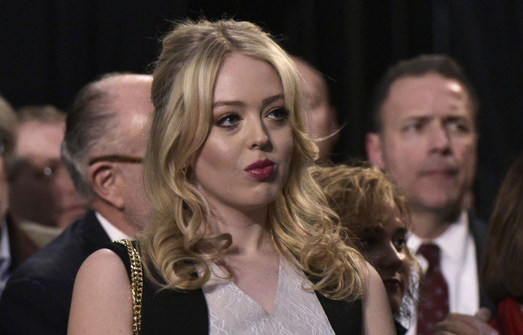 Tiffany Trump watches as her father, Republican presidential nominee Donald Trump, addresses...