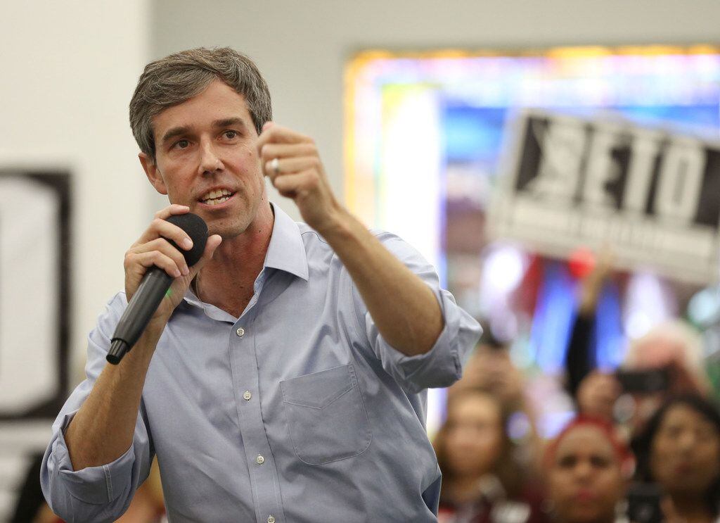Beto O'Rourke spoke to supporters during a rally at Liberty Missionary Baptist Church in...